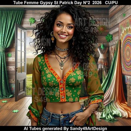 Tube Femme Gypsy Saint Patrick Day N°2  2026