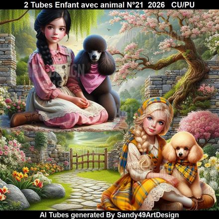 2 Tubes Enfant avec animal N°21  2026