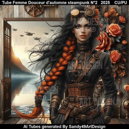 Tube Femme Douceur d&#x27;automne steampunk N°2   2025