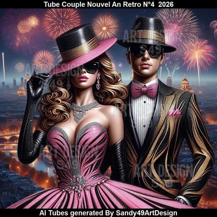 Tube Couple Nouvel An Rétro N°4  2026