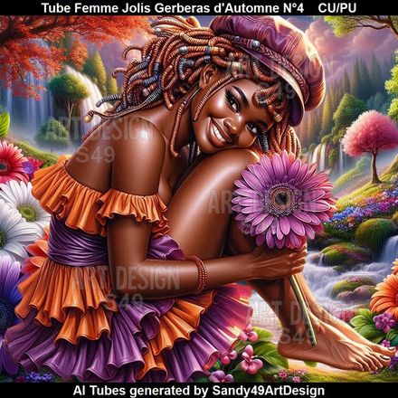 Tube Femme Joli Gerberas d&#x27;Automne N°4