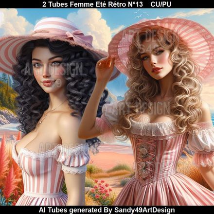 2 Tubes  Femme Eté Rétro N°13