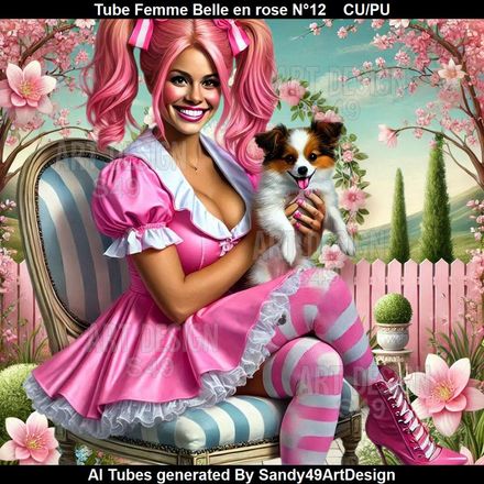 Tube Femme Belle en rose N°12