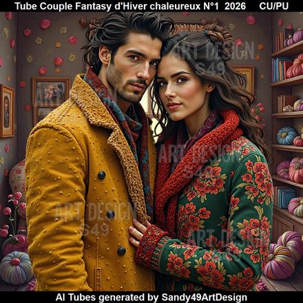 Tube Couple Fantasy d'hiver Chaleureux N°1  2026