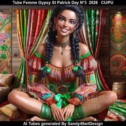 Tube Femme Gypsy Saint Patrick Day N°3  2026