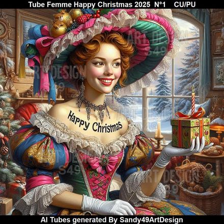 Tube Femme Happy Christmas 2025  N°1
