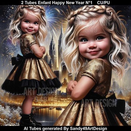 2 Tubes Enfant Happy New Year  N°1