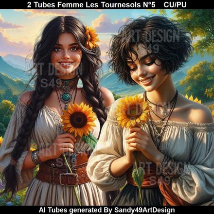 2 Tubes Femme Les Tournesols N°5