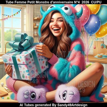 Tube Femme Petit Monstre d'anniversaire N°4  2026