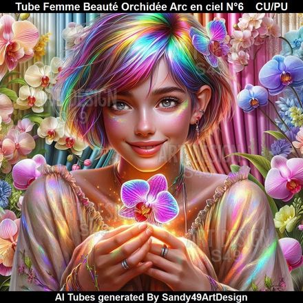 Tube Femme Beauté Orchidée Arc en ciel N°6