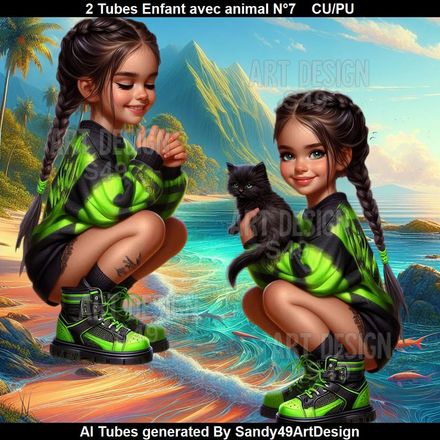 2 Tubes Enfant avec animal N°7