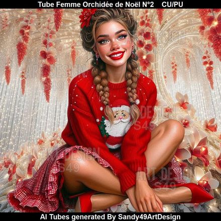Tube Femme Orchidée de Noël N°2