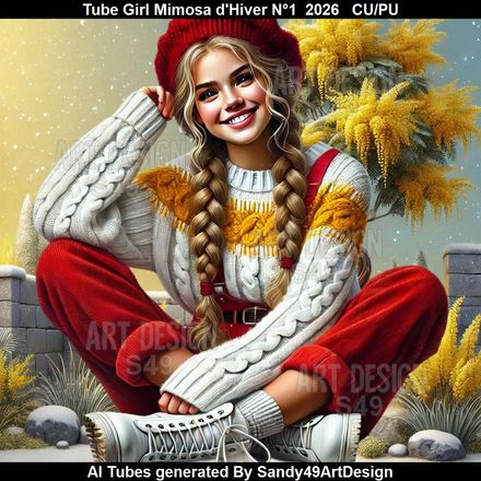 Tube Girl Joli Mimosa d'Hiver N°1  2026