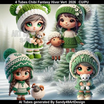 4 Tubes Chibi Fantasy Hiver vert   2026