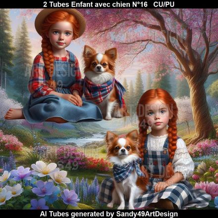 2 Tubes Enfant avec animal N°16