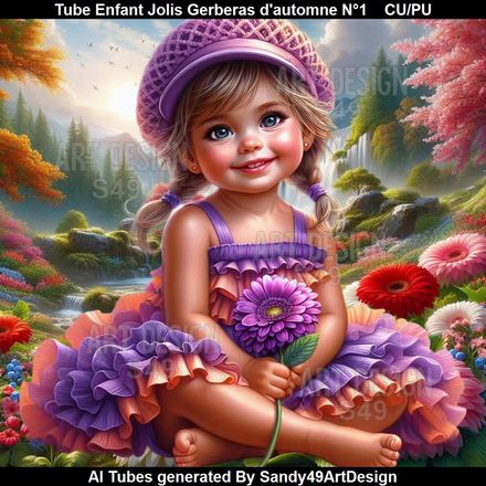 Tube Enfant Joli Gerberas d&#x27;Automne N°1