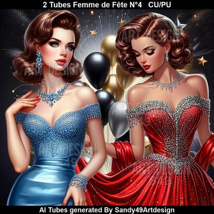 2 Tubes Femme de Fête N°4