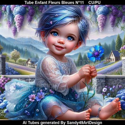 Tube Enfant Fleurs Bleues N°11