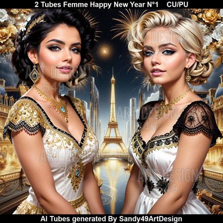 2 Tubes Femme Happy New Year  N°1