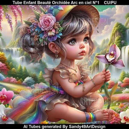 Tube Enfant Beauté Orchidée Arc en ciel N°1