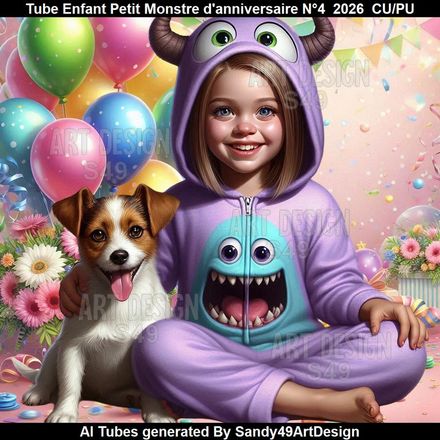 Tube Enfant Petit Monstre d'anniversaire N°4  2026