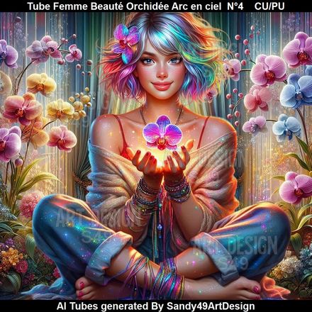 Tube Femme Beauté Orchidée Arc en ciel N°4