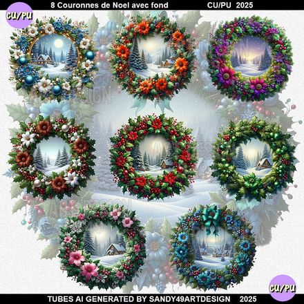 Pack Couronnes de Noël avec Fond  2025