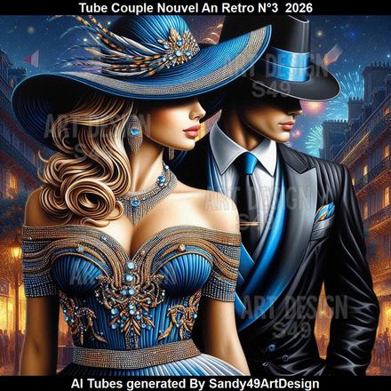 Tube Couple Nouvel An Rétro N°3  2026