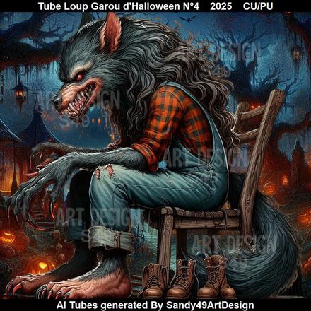 Tube Loup Garou d&#x27;Halloween N°4    2025