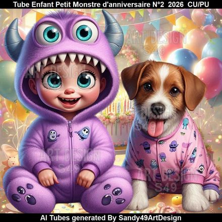Tube Enfant Petit Monstre d'anniversaire N°2  2026