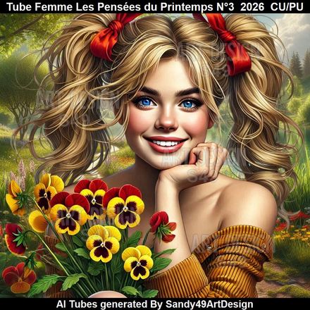 Tube Femme Les Pensées du Printemps N°3  2026