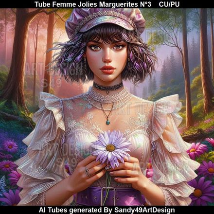 Tube Femme Jolies Marguerites N°3
