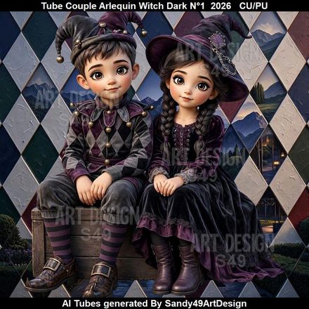 Tube Couple Arlequin Witch Dark N°1  2026