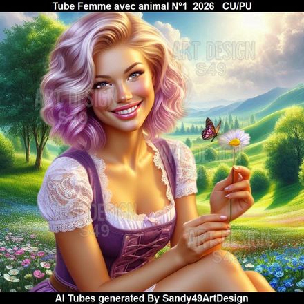 Tube Femme avec animal N°1  2026