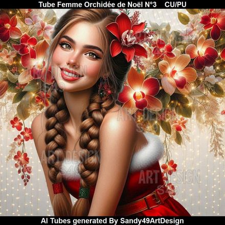 Tube Femme Orchidée de Noël  N°3