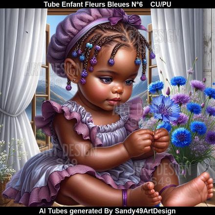 Tube Enfant Fleurs Bleues N°6