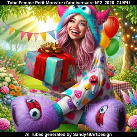 Tube Femme Petit Monstre d'anniversaire N°2  2026