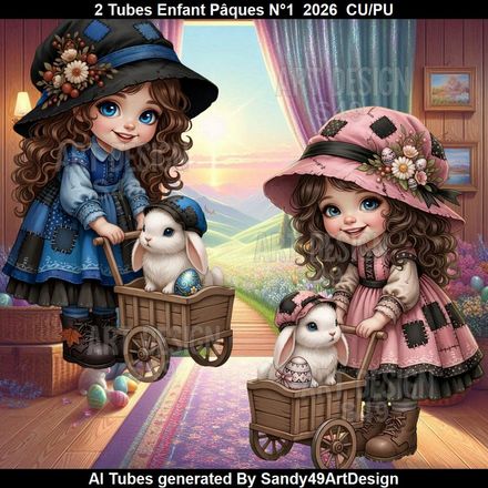 2 Tubes Enfant Pâques N°1  2026