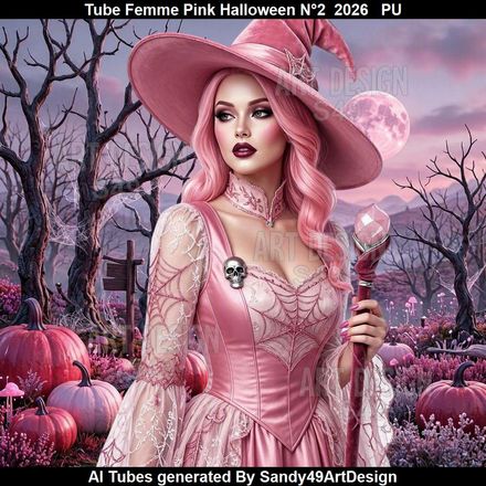 Tube Femme Pink Halloween N°2  2026