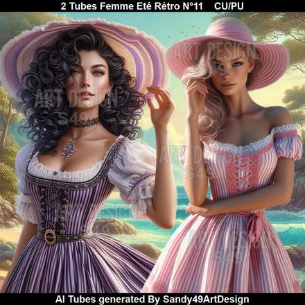 2 Tubes Femme Rétro Eté N°11