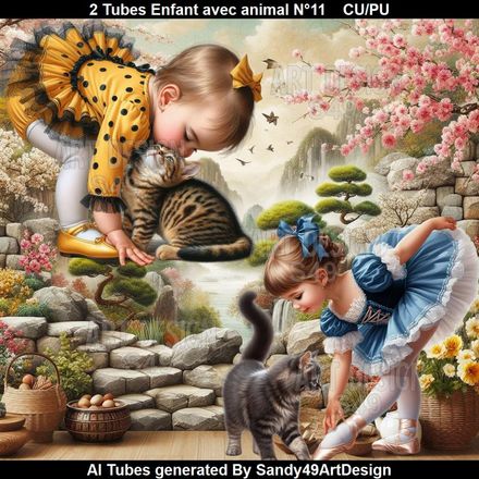 2 Tubes Enfant avec animal N°11