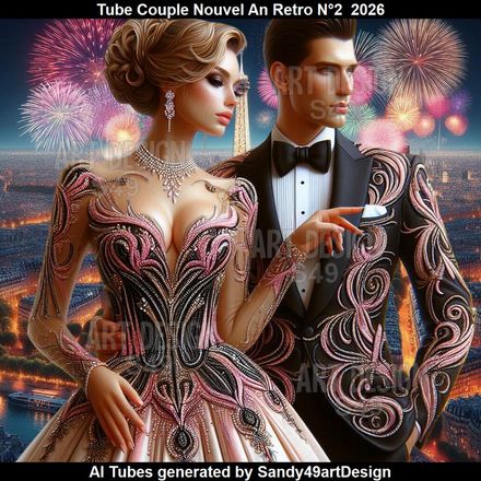 Tube Couple Nouvel An Rétro N°2  2026