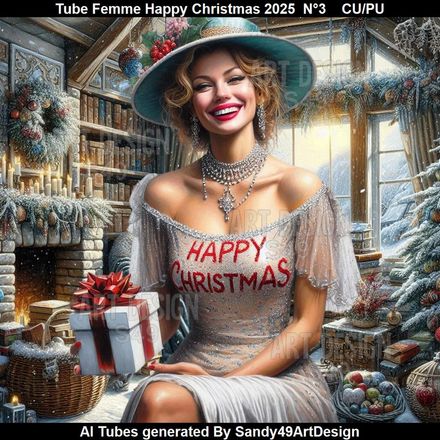Tube Femme Happy Christmas 2025  N°3