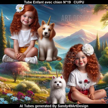 2 Tubes Enfant avec animal N°19