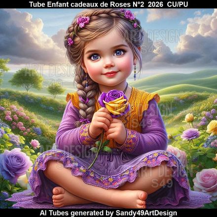 Tube Enfant Cadeaux de Roses N°2  2026