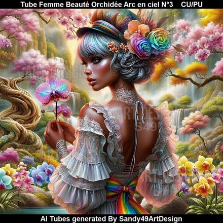 Tube Femme Beauté Orchidée Arc en ciel N°3