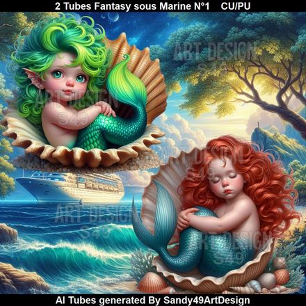2 Tubes Fantasy Sous Marine N°1