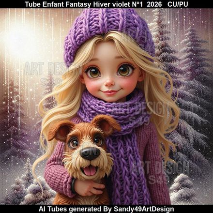 Tube Enfant Fantasy Hiver violet N°1  2026