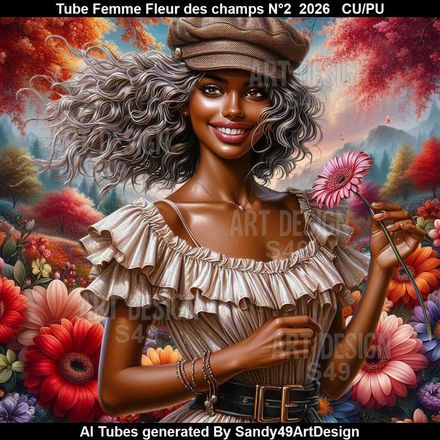 Tube Femme Fleur des champs N°2  2026
