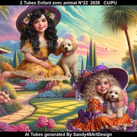 2 Tubes Enfant avec animal N°22  2026